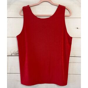 Travelers by Chico's Red Ribbed Tank Top Scoop Neck Sleeveless Size 3 XL